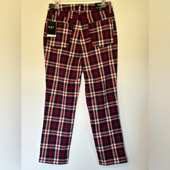 NWT Oat NY high rise straight crop pants in red & blue plaid size 27 - Picture 5 of 6